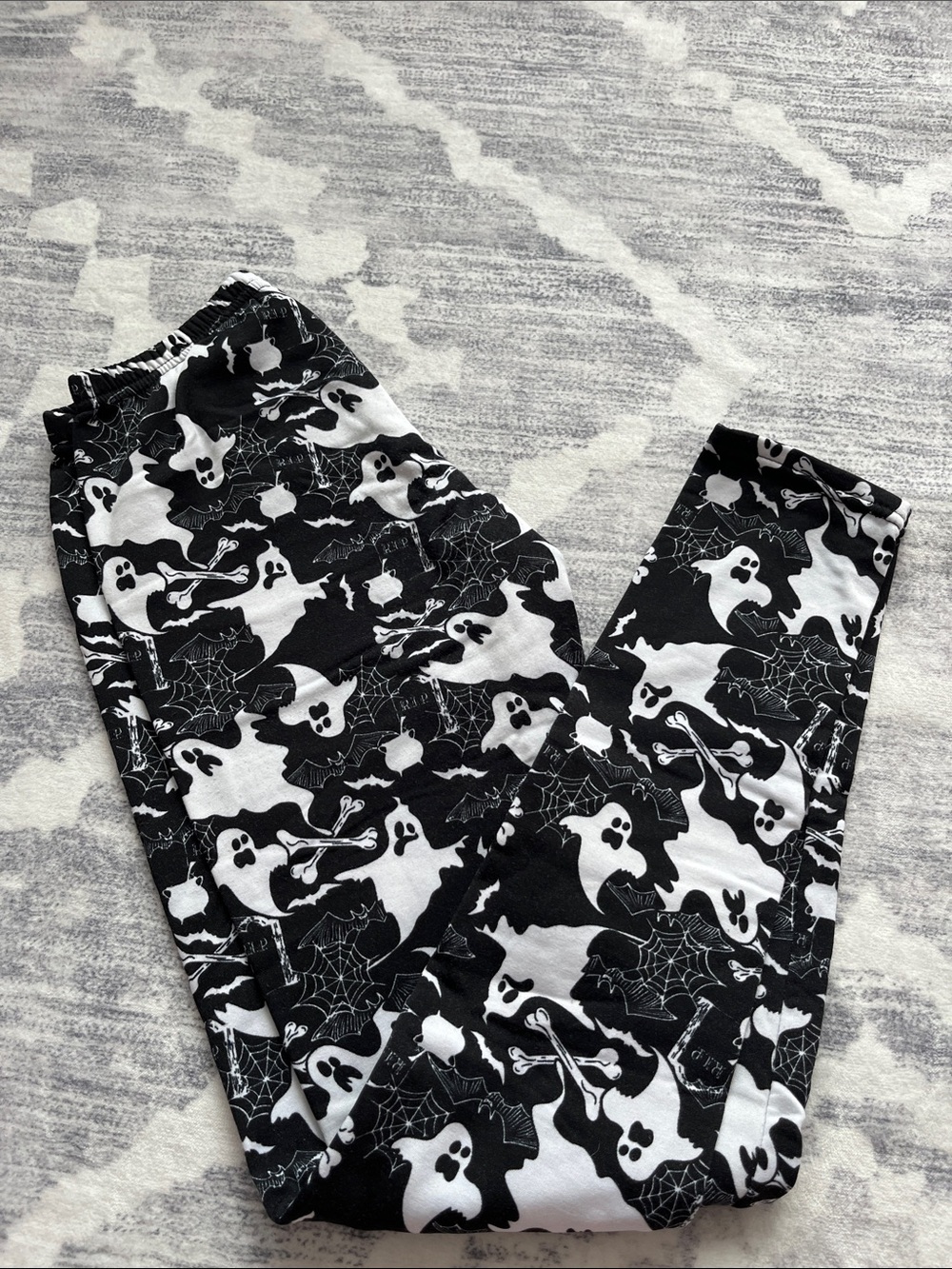 Poof! Black & White Ghost Print Leggings